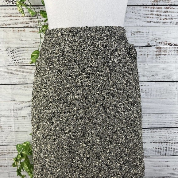 INC International Concepts Skirt 8 Silver Black Tweed Wool Wrap Cocktail Slim - Picture 2 of 11